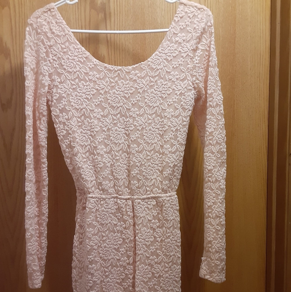 Blush pink lace romper